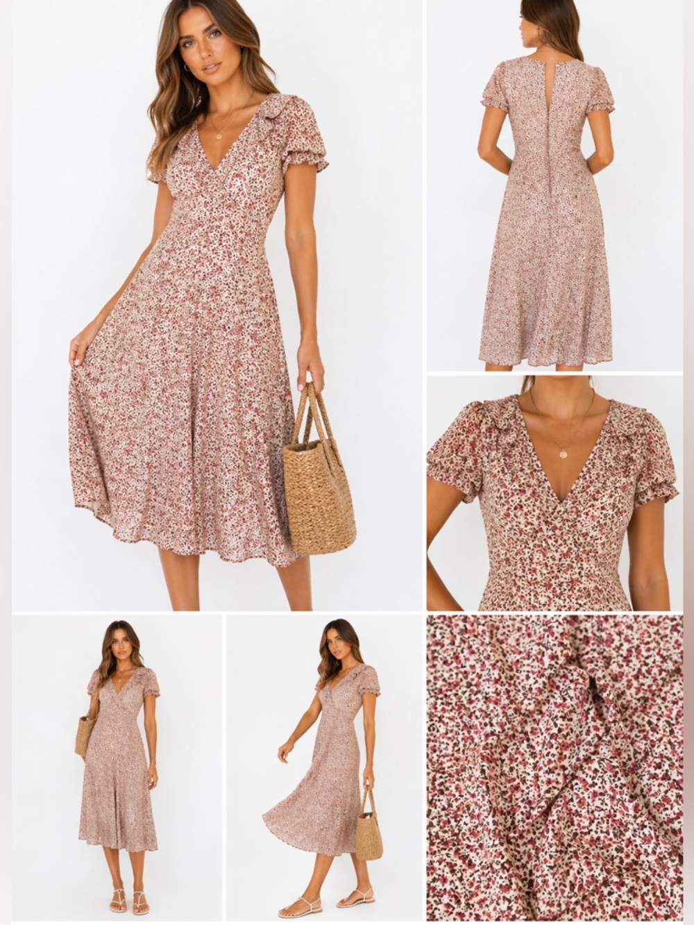 Princess Polly Floral Midi Dress Size 2 Fit and Flare Romantic Print Lined